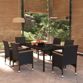 Juego de comedor de jardín 7 piezas con cojines negro de , Conjuntos de jardín - Ref: Foro24-3099333, Precio: 548,53 €, Descu...