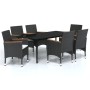 Juego de comedor de jardín 7 piezas con cojines negro de , Conjuntos de jardín - Ref: Foro24-3099333, Precio: 548,53 €, Descu...