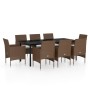 Juego de comedor para jardín 9 piezas y cojines marrón y negro de , Conjuntos de jardín - Ref: Foro24-3099304, Precio: 736,33...
