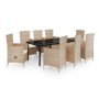 Juego de comedor de jardín 9 piezas con cojines beige de , Conjuntos de jardín - Ref: Foro24-3099442, Precio: 1,00 €, Descuen...