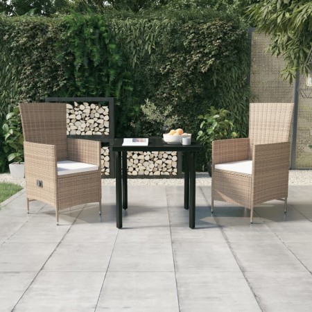 Juego de comedor de jardín 3 piezas con cojines beige de , Conjuntos de jardín - Ref: Foro24-3099437, Precio: 316,35 €, Descu...