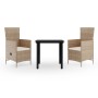 Juego de comedor de jardín 3 piezas con cojines beige de , Conjuntos de jardín - Ref: Foro24-3099437, Precio: 316,35 €, Descu...
