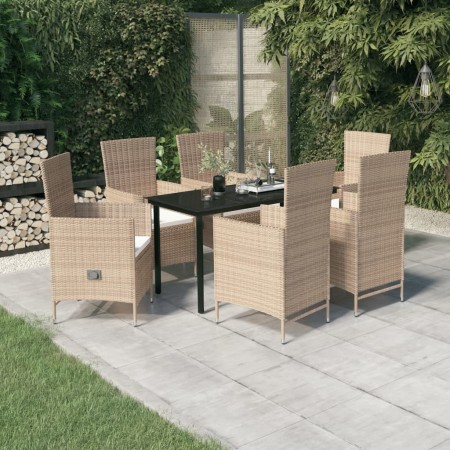Juego de comedor de jardín 7 piezas con cojines beige de , Conjuntos de jardín - Ref: Foro24-3099440, Precio: 806,10 €, Descu...