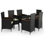 Juego de comedor de jardín 7 piezas con cojines negro de , Conjuntos de jardín - Ref: Foro24-3099428, Precio: 914,92 €, Descu...