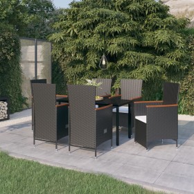 Juego de comedor de jardín 7 piezas con cojines negro de , Conjuntos de jardín - Ref: Foro24-3099461, Precio: 908,61 €, Descu...