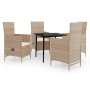 Juego de comedor de jardín 5 piezas con cojines beige de , Conjuntos de jardín - Ref: Foro24-3099456, Precio: 562,09 €, Descu...