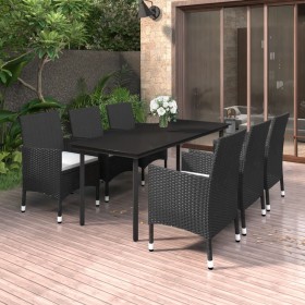 Set comedor de jardín 7 pzas y cojines ratán sintético y vidrio de , Conjuntos de jardín - Ref: Foro24-3099683, Precio: 627,0...