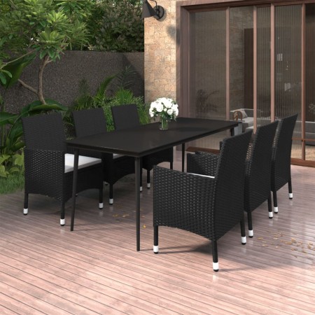 Set comedor de jardín 7 pzas y cojines ratán sintético y vidrio de , Conjuntos de jardín - Ref: Foro24-3099731, Precio: 542,8...