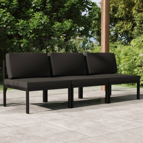 Sofá de jardín de 3 plazas con cojines aluminio gris antracita de , Conjuntos de jardín - Ref: Foro24-3107783, Precio: 528,82...