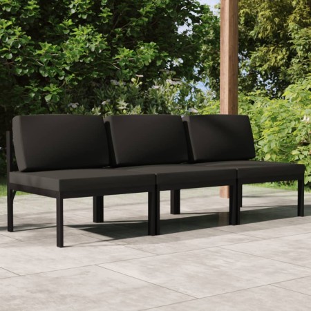 Sofá de jardín de 3 plazas con cojines aluminio gris antracita de , Conjuntos de jardín - Ref: Foro24-3107783, Precio: 528,82...