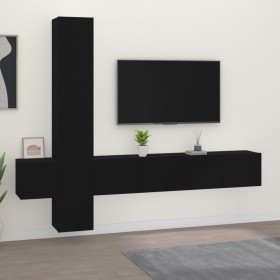 Set de muebles para TV 5 piezas madera contrachapada negro de , Muebles TV - Ref: Foro24-3114247, Precio: 197,93 €, Descuento...