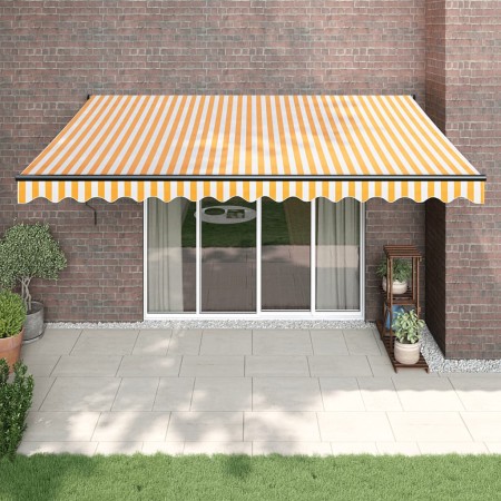Toldo retráctil automático amarillo y blanco 4x3 m de , Toldos - Ref: Foro24-3154508, Precio: 350,27 €, Descuento: %