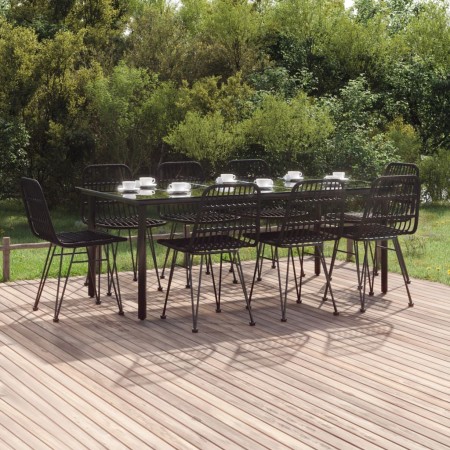 Juego de comedor de jardín 9 piezas ratán sintético negro de , Conjuntos de jardín - Ref: Foro24-3157900, Precio: 777,29 €, D...