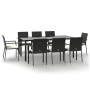Set de comedor de jardín 9 pzas y cojines ratán sintético negro de , Conjuntos de jardín - Ref: Foro24-3185136, Precio: 693,0...
