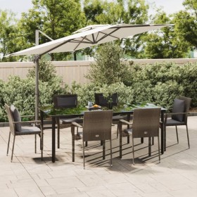 Set comedor jardín 7 pzas y cojines ratán sintético negro gris de , Conjuntos de jardín - Ref: Foro24-3185117, Precio: 565,64...