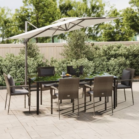 Set comedor jardín 7 pzas y cojines ratán sintético negro gris de , Conjuntos de jardín - Ref: Foro24-3185117, Precio: 565,64...