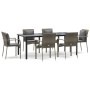 Set comedor jardín 7 pzas y cojines ratán sintético negro gris de , Conjuntos de jardín - Ref: Foro24-3185117, Precio: 565,64...
