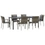 Set comedor jardín 7 pzas y cojines ratán sintético negro gris de , Conjuntos de jardín - Ref: Foro24-3185117, Precio: 565,64...