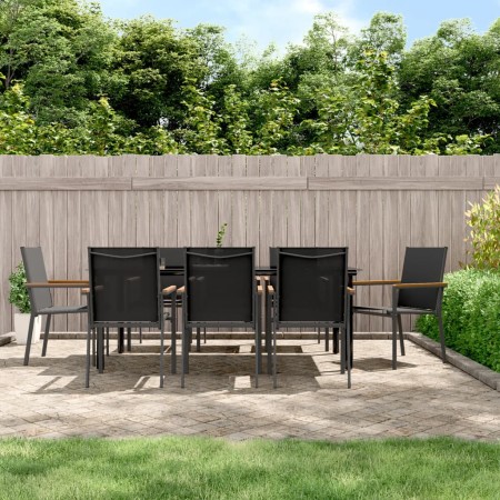 Juego de comedor para jardín 9 piezas acero y textilene negro de , Conjuntos de jardín - Ref: Foro24-3187048, Precio: 573,08 ...