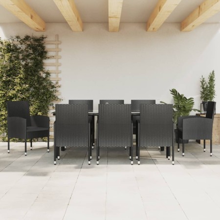Juego de comedor de jardín 9 pzas ratán sintético y acero negro de , Conjuntos de jardín - Ref: Foro24-3203351, Precio: 689,1...