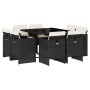Set de comedor de jardín 9 pzas y cojines ratán sintético negro en Conjuntos de jardín | Comprar online en Foru.es