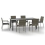 Set comedor jardín 7 pzas y cojines ratán sintético negro gris de , Conjuntos de jardín - Ref: Foro24-3185141, Precio: 554,62...