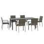 Set comedor jardín 7 pzas y cojines ratán sintético negro gris de , Conjuntos de jardín - Ref: Foro24-3185141, Precio: 554,62...