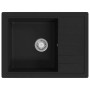 Fregadero de cocina con rebosadero ovalado granito negro de , Fregaderos - Ref: Foro24-147101, Precio: 137,12 €, Descuento: %