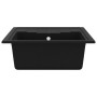 Fregadero de cocina con rebosadero ovalado granito negro de , Fregaderos - Ref: Foro24-147101, Precio: 137,12 €, Descuento: %