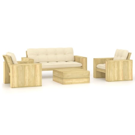 Set muebles de jardín y cojines 4 pzas madera pino impregnada de , Conjuntos de jardín - Ref: Foro24-3065782, Precio: 782,48 ...