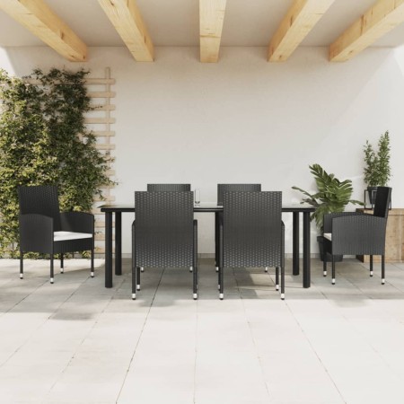 Juego de comedor de jardín 7 pzas ratán sintético y acero negro de , Conjuntos de jardín - Ref: Foro24-3203318, Precio: 459,8...