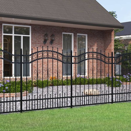 Valla de jardín con punta de lanza acero recubierto negro 165cm de , Paneles de vallas - Ref: Foro24-151086, Precio: 223,10 €...