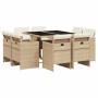 Set comedor de jardín 9 pzas con cojines ratán sintético beige en Conjuntos de jardín | Comprar online en Foru.es
