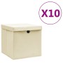 Cajas de almacenaje con tapas 10 uds crema 28x28x28 cm de , Cestas para almacenaje - Ref: Foro24-325218, Precio: 61,27 €, Des...