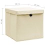 Cajas de almacenaje con tapas 10 uds crema 28x28x28 cm de , Cestas para almacenaje - Ref: Foro24-325218, Precio: 61,27 €, Des...