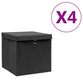 Cajas de almacenaje con tapas 4 uds negro 28x28x28 cm de , Cestas para almacenaje - Ref: Foro24-325188, Precio: 28,63 €, Desc...