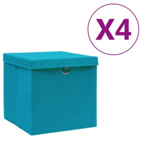 Cajas de almacenaje con tapas 4 uds azul bebé 28x28x28 cm de , Cestas para almacenaje - Ref: Foro24-325232, Precio: 28,94 €, ...