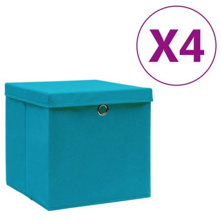 Cajas de almacenaje con tapas 4 uds azul bebé 28x28x28 cm de , Cestas para almacenaje - Ref: Foro24-325232, Precio: 28,94 €, ...