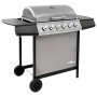 Barbacoa de gas con 6 fogones negro y plateado de , Barbacoas - Ref: Foro24-3053630, Precio: 255,13 €, Descuento: %