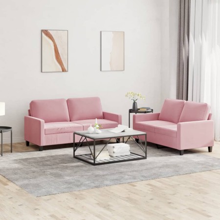 Juego de sofás con cojines 2 piezas terciopelo rosa de , Sofás - Ref: Foro24-3201499, Precio: 470,53 €, Descuento: %