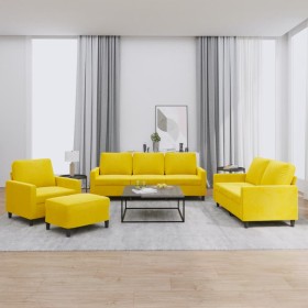Juego de sofás con cojines 4 piezas terciopelo amarillo de , Sofás - Ref: Foro24-3201492, Precio: 636,51 €, Descuento: %