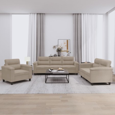 Juego de sofás con cojines 3 piezas tela microfibra gris taupe de , Sofás - Ref: Foro24-3202290, Precio: 775,77 €, Descuento:...