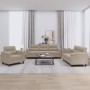 Juego de sofás con cojines 3 piezas tela microfibra gris taupe de , Sofás - Ref: Foro24-3202290, Precio: 775,77 €, Descuento:...