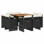 Set de comedor de jardín 9 pzas y cojines ratán sintético negro en Conjuntos de jardín | Comprar online en Foru.es
