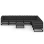 Set de muebles de jardín 9 pzas con cojines madera pino negro de vidaXL, Conjuntos de jardín - Ref: Foro24-3076893, Precio: 9...