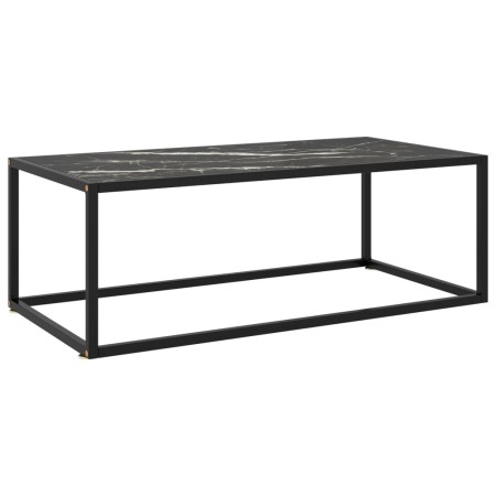 Mesa de centro negra con vidrio de mármol negro 100x50x35 cm de , Mesas de centro - Ref: Foro24-322882, Precio: 82,85 €, Desc...