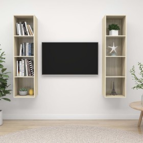 Muebles de salón de pared 2 pzas madera ingeniería roble Sonoma de , Muebles TV - Ref: Foro24-3079865, Precio: 118,64 €, Desc...
