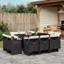 Set de comedor jardín 11 pzas con cojines ratán sintético negro en Conjuntos de jardín | Comprar online en Foru.es