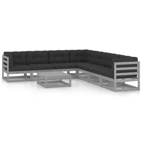Set de muebles de jardín 8 pzas con cojines madera pino gris de vidaXL, Conjuntos de jardín - Ref: Foro24-3076881, Precio: 72...