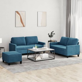 Juego de sofás con cojines 3 piezas terciopelo azul de , Sofás - Ref: Foro24-3201515, Precio: 525,27 €, Descuento: %
